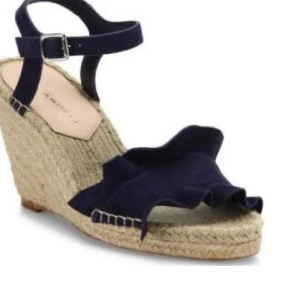 Loeffler Randall Gabby Suede Ruffle Wedge Espadrille Size 8 Black - Picture 3 of 9